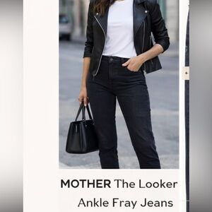 Mother Looker Ankle Fray Blackbird Jeans Sz 29 EUC